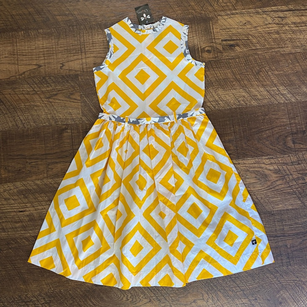 NWT Llume Geometric Floral Trim Dress Size 12